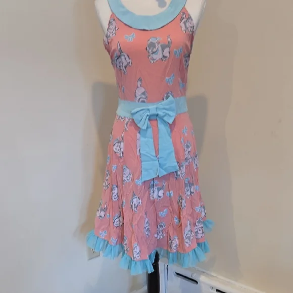 Sourpuss Pink and Blue Sailor Cat Sleeveless Dress with Bow - Picture 1 of 7
